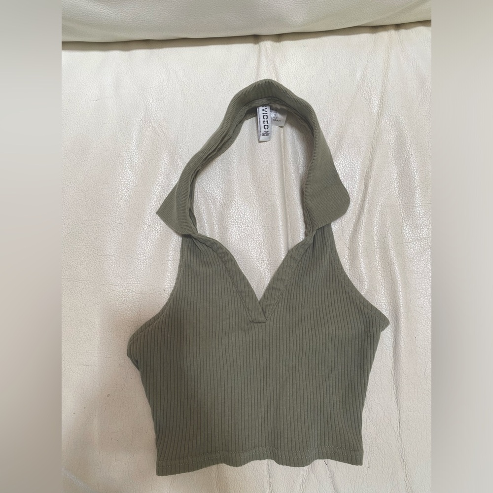 Green Cropped Halter Polo